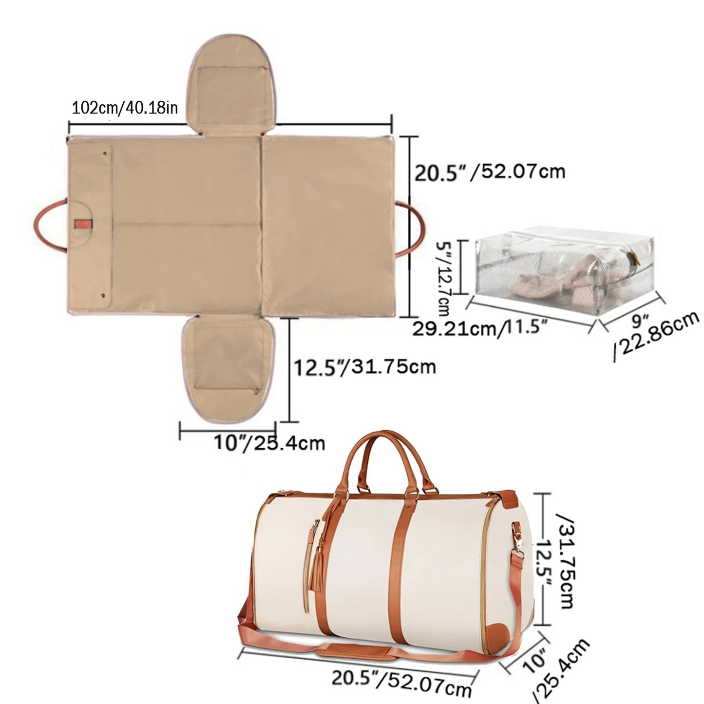 Foldable women's travel bag